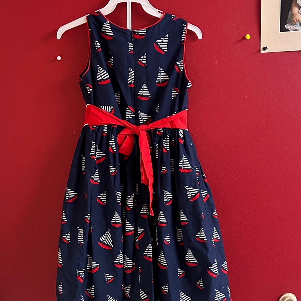 Nautical Navy Kids Dress with Red Accents size 7 by Jayne Copeland - Picture 5 of 6